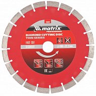 Диск алмазный, отрезной сегментный, 180 х 22,2 мм, тонкий, сухая резка Matrix Professional Диск алмазный, отрезной сегментный, 180 х 22,2 мм, тонкий, сухая резка Matrix Professional